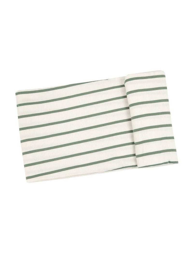 Bamboo Swaddle Blanket - Green Rib Stripe
