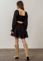 Aurore Corset Shirred Mini Dress - Black