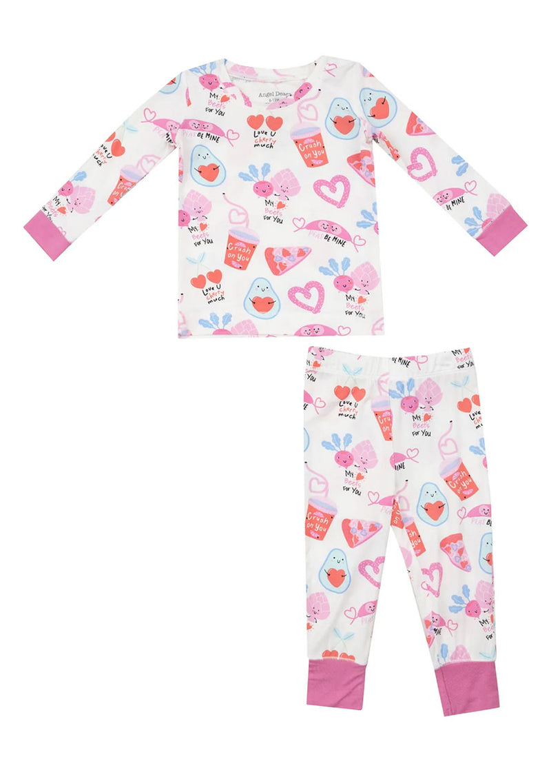 2-Piece L/S Pajama Set - Love You Foodie Much Pink