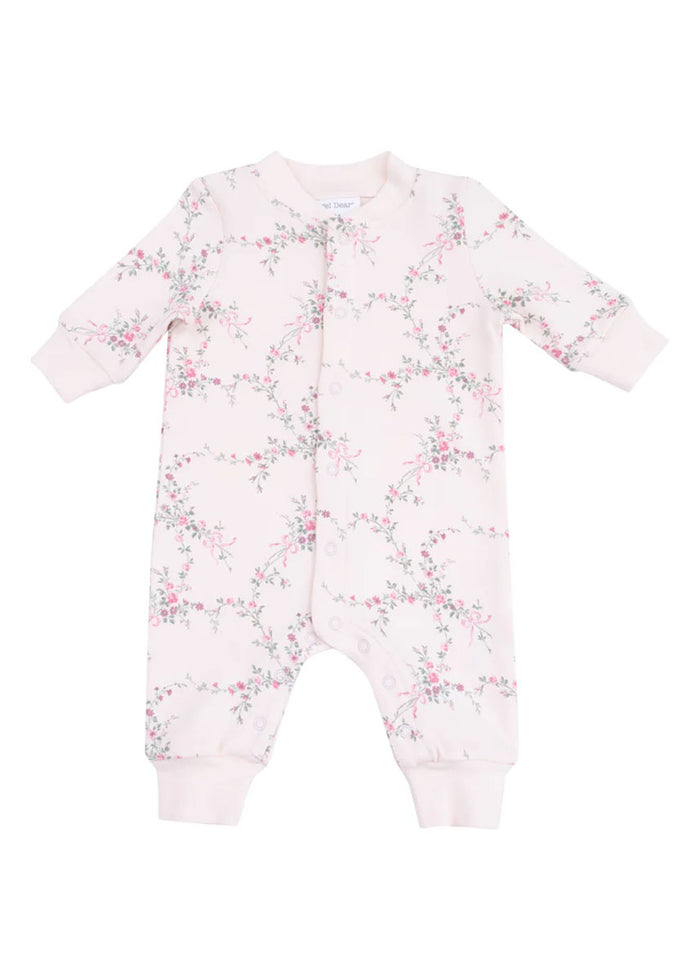 Baseball Collar Long Romper - Antoinette Floral