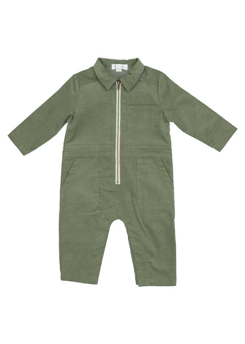 Cotton Corduroy Retro Jumpsuit - Green