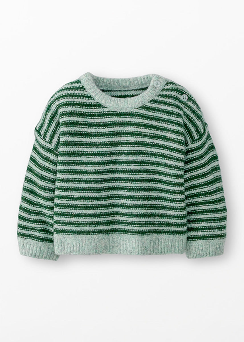 Baby Striped Pullover Sweater - Green Melange