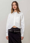 Caroline Cropped Button-Down Shirt - White