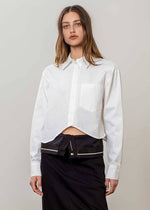 Caroline Cropped Button-Down Shirt - White