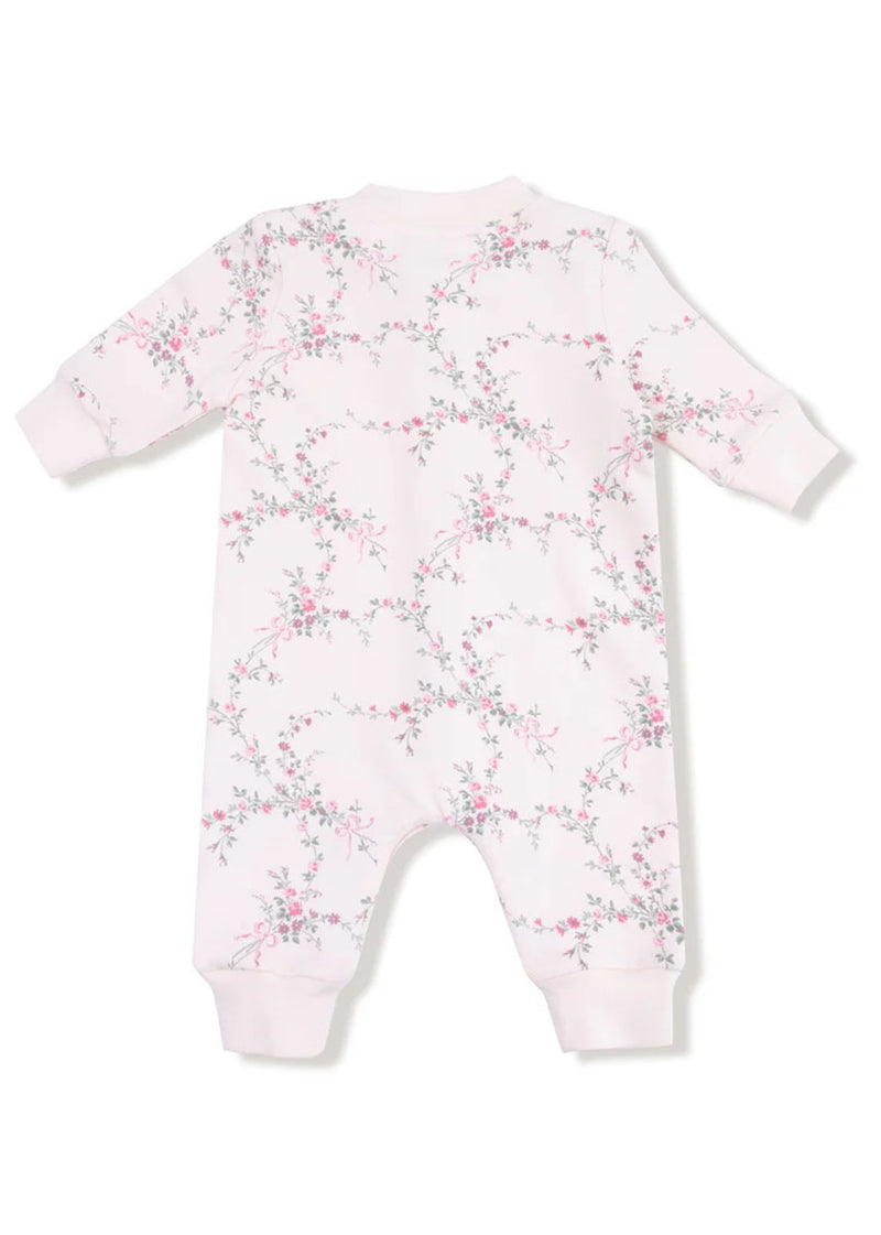 Baseball Collar Long Romper - Antoinette Floral
