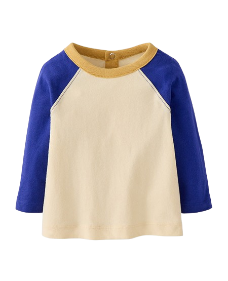 Baby Long Sleeve Baseball Tee - Blue Colorblock