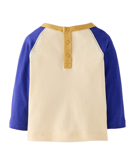 Baby Long Sleeve Baseball Tee - Blue Colorblock