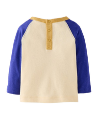 Baby Long Sleeve Baseball Tee - Blue Colorblock