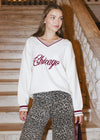 Chicago Collegiate V-Neck Sweater - Cream/Maroon