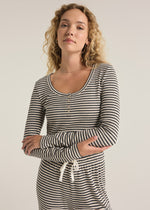 Constance Stripe Long Sleeve Top - Light Oatmeal Heather