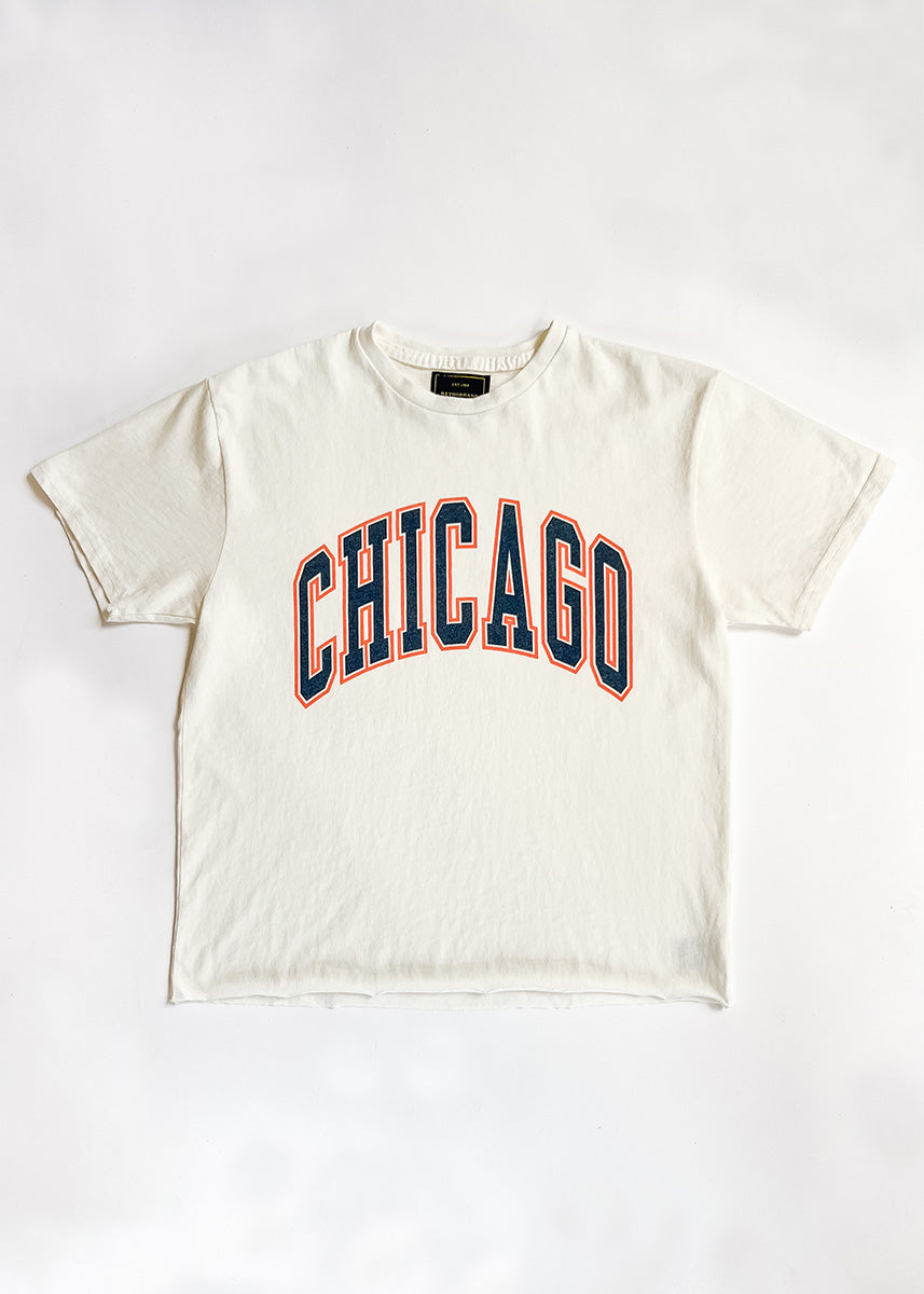 Chicago Varsity Heavyweight Crop Tee - Navy & Orange