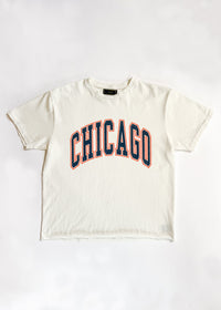Chicago Varsity Heavyweight Crop Tee - Navy & Orange