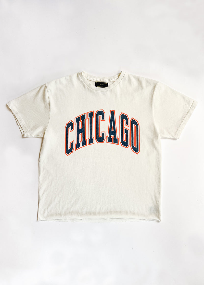 Chicago Varsity Heavyweight Crop Tee - Navy & Orange