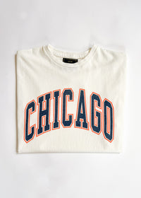 Chicago Varsity Heavyweight Crop Tee - Navy & Orange