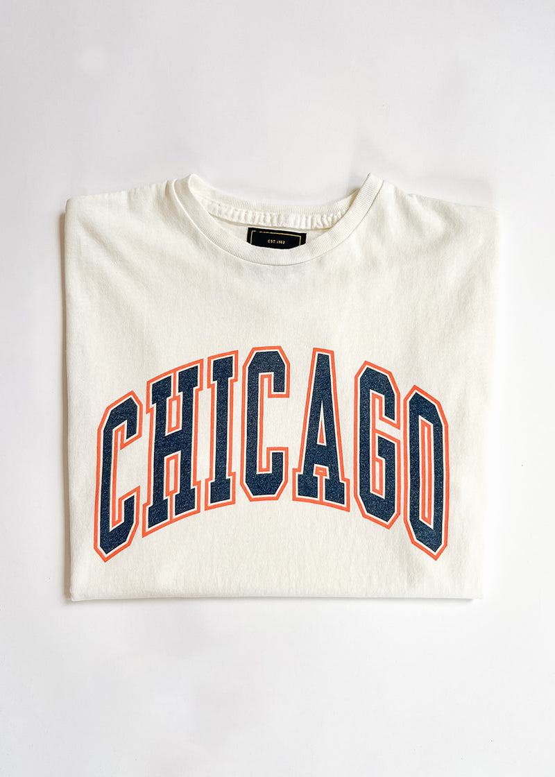 Chicago Varsity Heavyweight Crop Tee - Navy & Orange