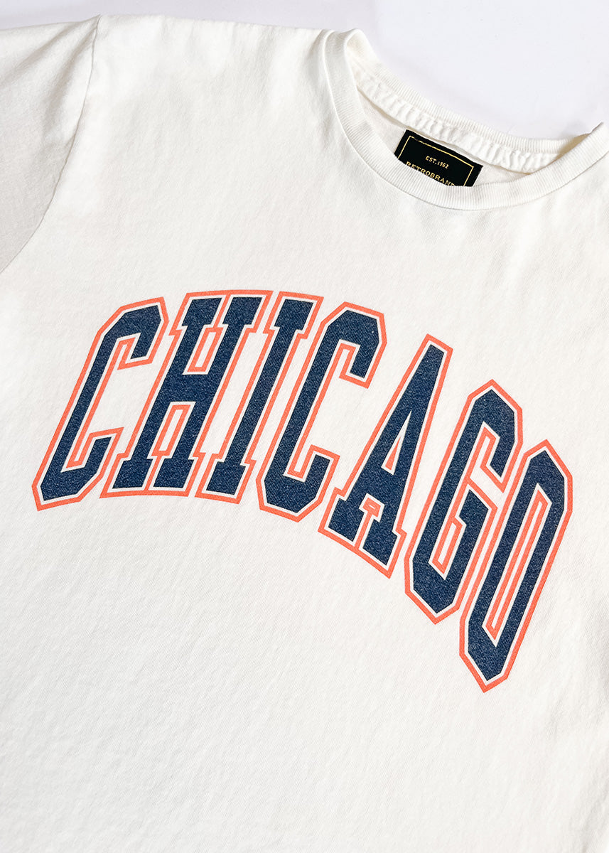 Chicago Varsity Heavyweight Crop Tee - Navy & Orange