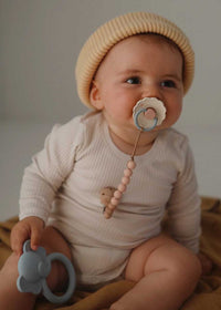 FRIGG Daisy Silicone Pacifier 2-Pack - Cotton Candy/Sandstone