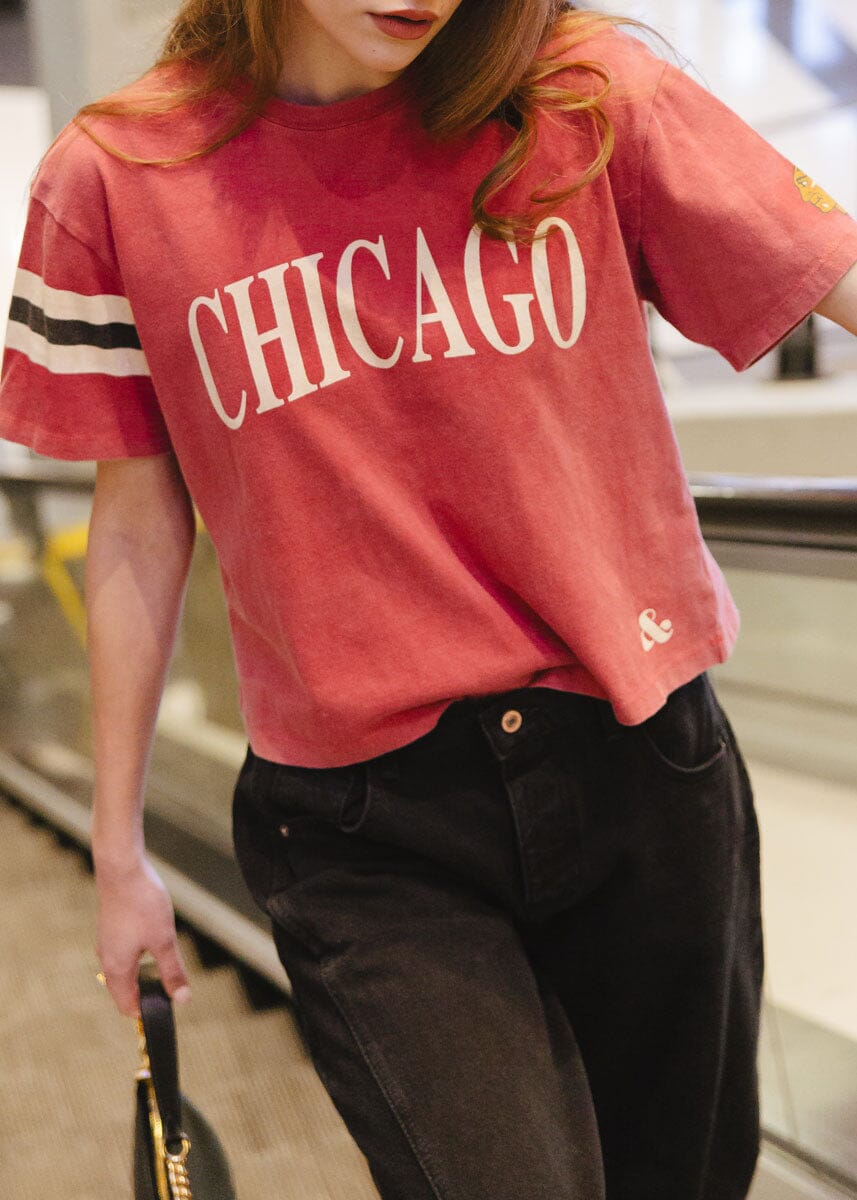 Blackhawks Boxy Crop Tee - Red