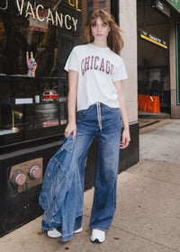 Chicago Varsity Heavyweight Crop Tee - Navy & Orange