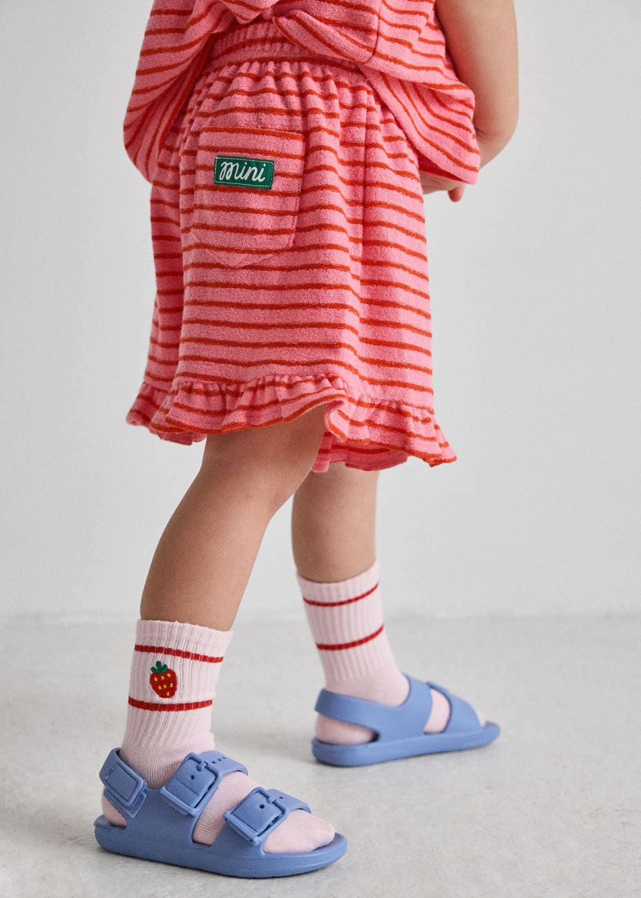 French Terry Striped Oversized Set - Pink & Red