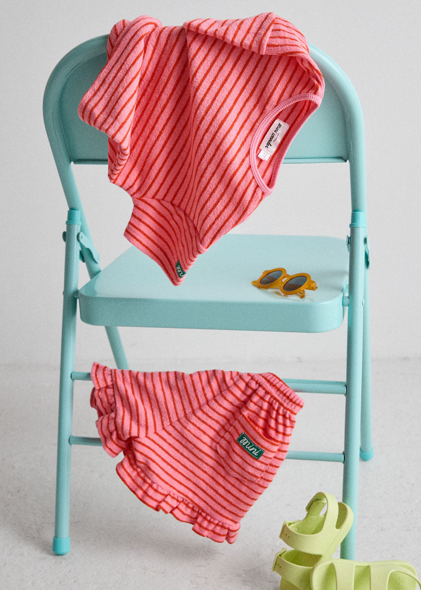 French Terry Striped Oversized Set - Pink & Red