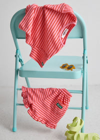 French Terry Striped Oversized Set - Pink & Red