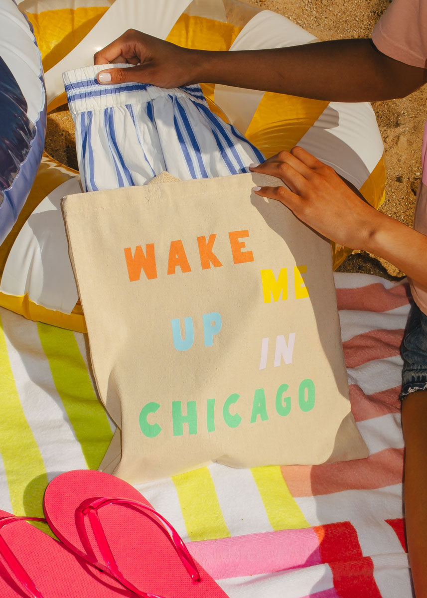Wake Me Up In Chicago Tote - Natural