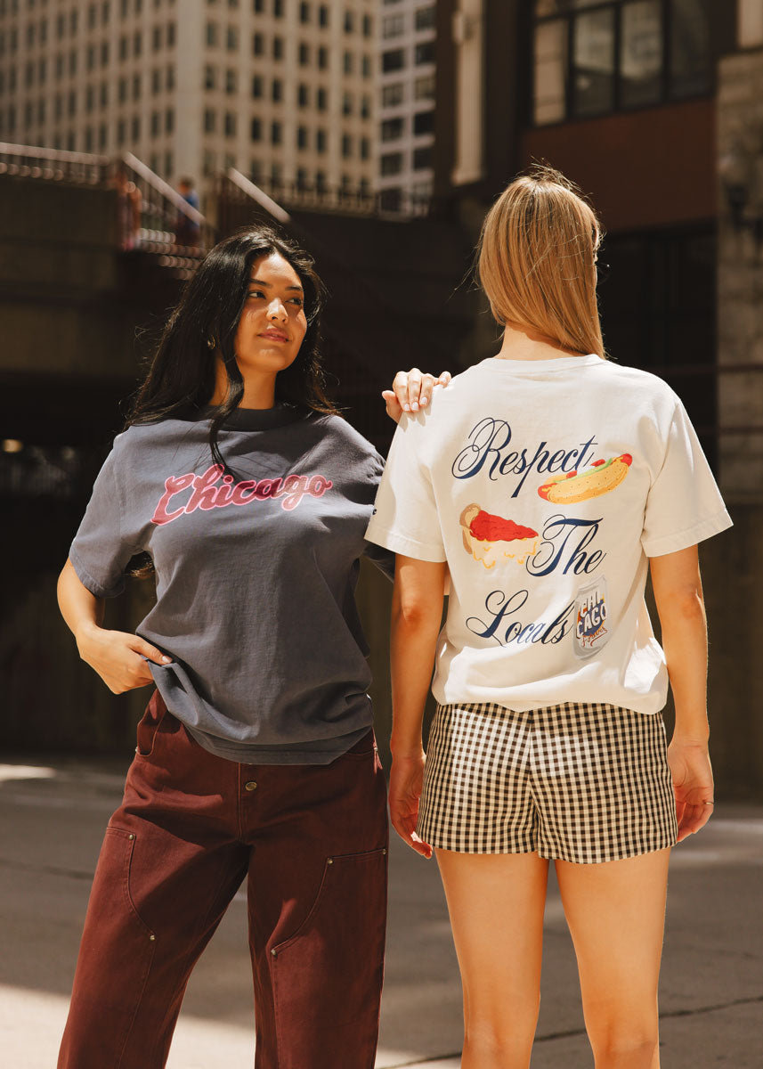 Chicago Script Unisex Tee - Washed Navy