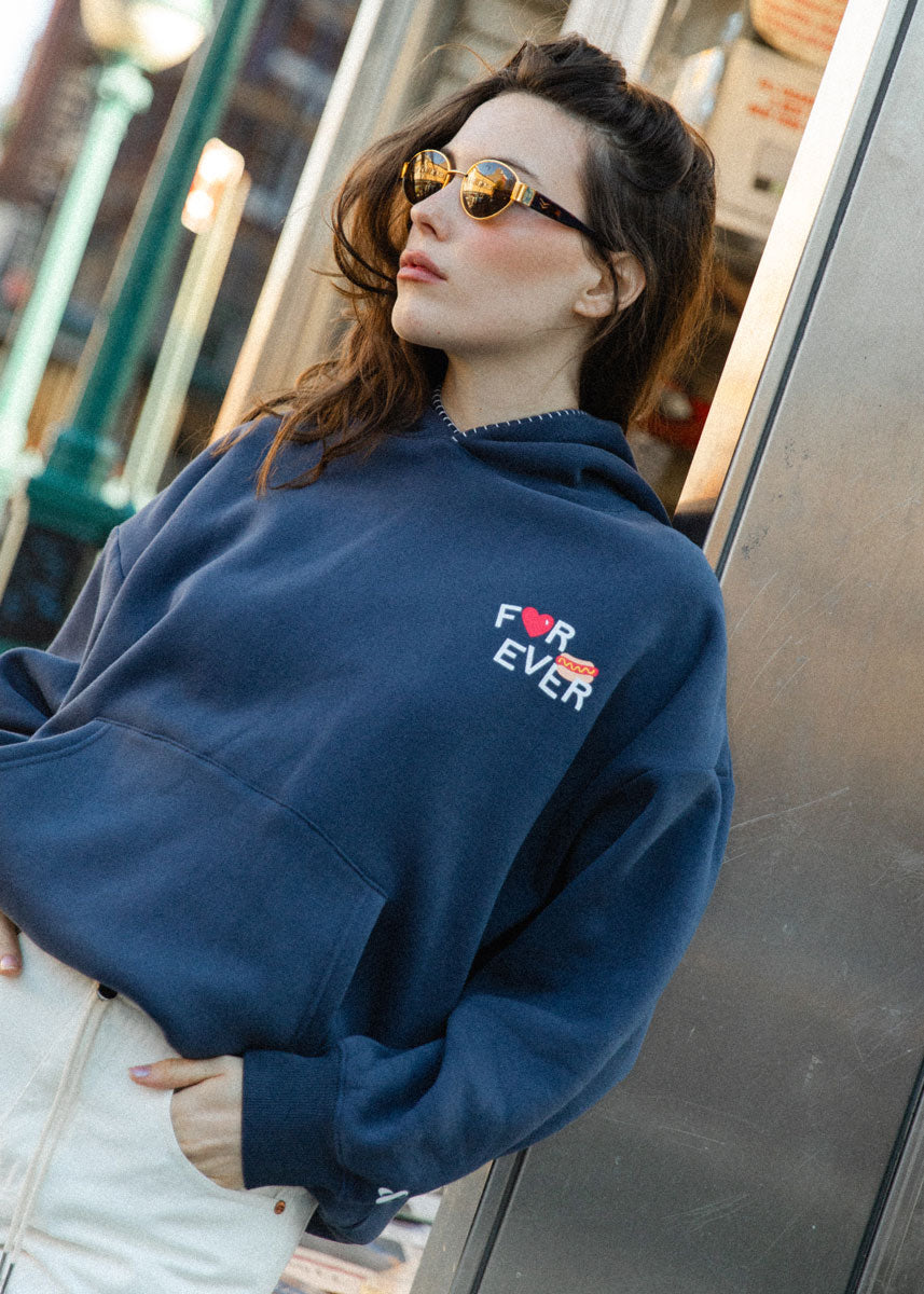 New York Forever Whipstitch Hoodie - Navy