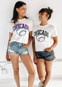 Chicago Baseball Vintage Crop T-Shirt - Black & White Combo