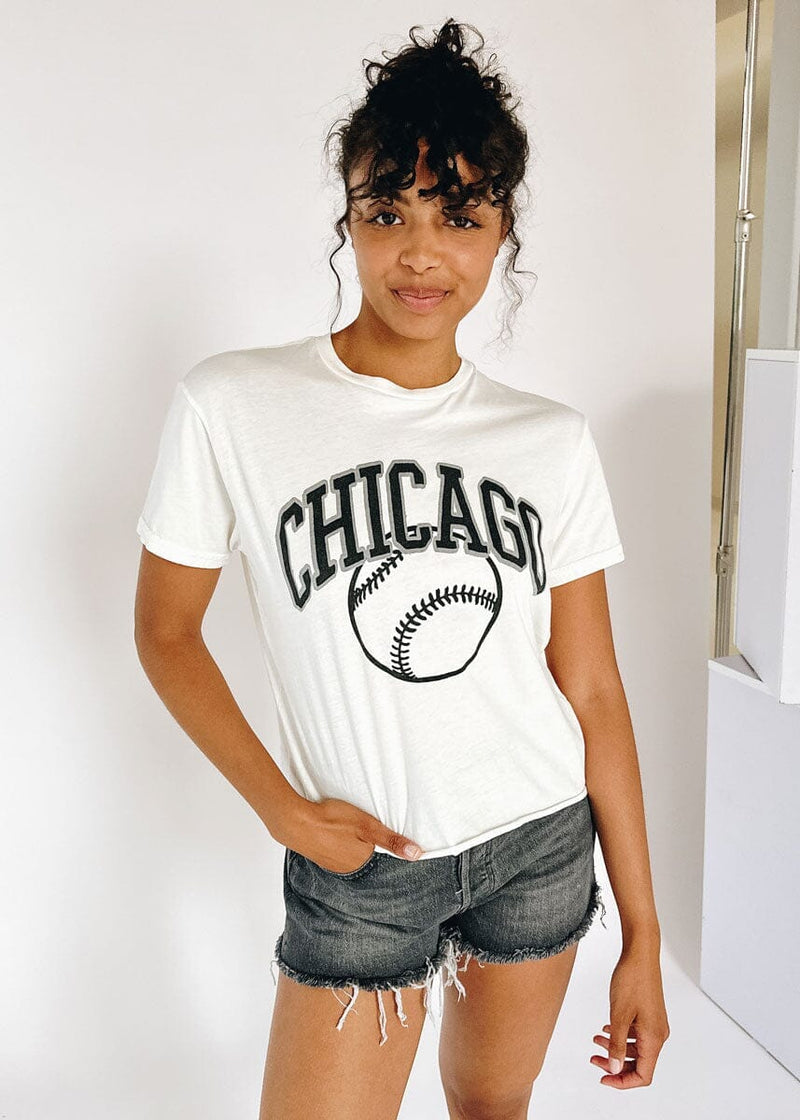 Chicago Baseball Vintage Crop T-Shirt - Black & White Combo