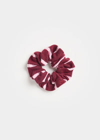 Knit Thin Stripe Scrunchie - Wine & Pink