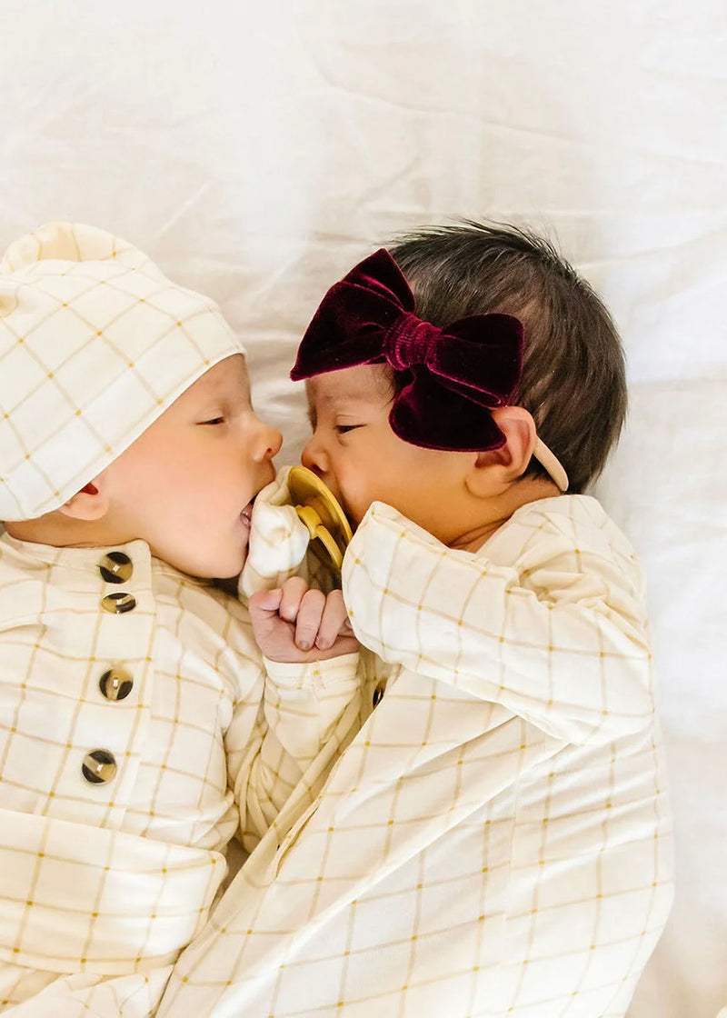 Small Velvet Bow Headband - Wine