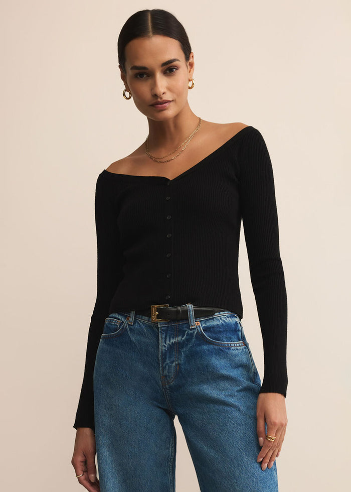 Jovy Sweater Top - Black