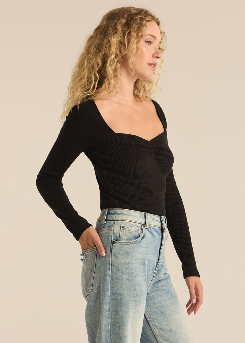 Pia Rib Top - Black