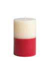 Two-Tone Pillar Candle - Cream & Red
