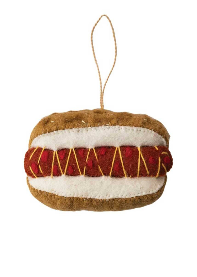 Handmade Wool Felt Hot Dog Ornament