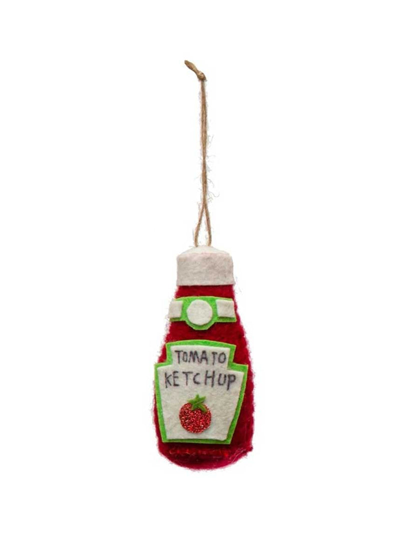 Fabric Glitter Ketchup Bottle Ornament