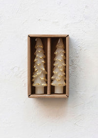 Short Tree Shaped Gold-Tipped Taper Candles - Eggnog