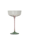 Pink & Green Stemmed Coupe Glass