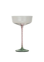 Pink & Green Stemmed Coupe Glass