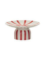 Painted Stripes Stoneware Pedestal - Red