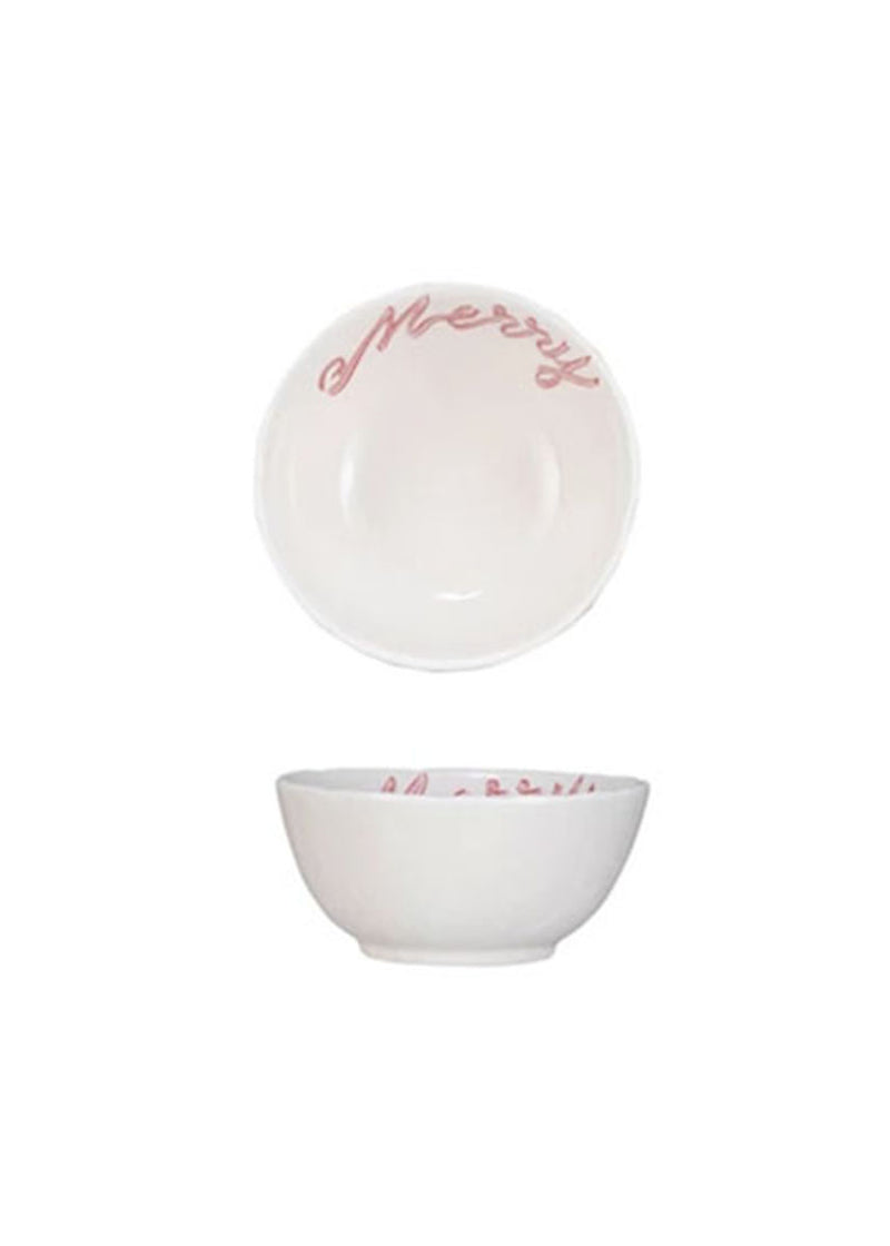 Stoneware Holiday Script Bowls