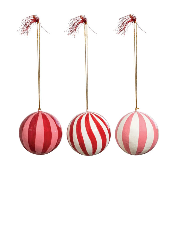 Candy Stripe Paper Mache Ornament