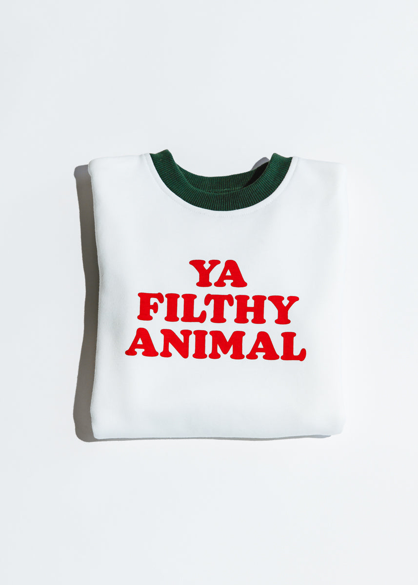 Ya Filthy Animal Two-Tone Crewneck Sweatshirt - Red & White