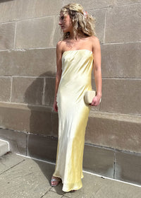 Meyers Strapless Maxi Slip Dress - Lemon