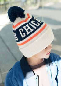 MAD HTR Chicago Varsity Beanie - Youth - Navy & Orange