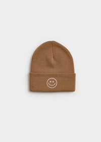 Youth Mad Hatter Smiley Cuff Beanie - Cocoa