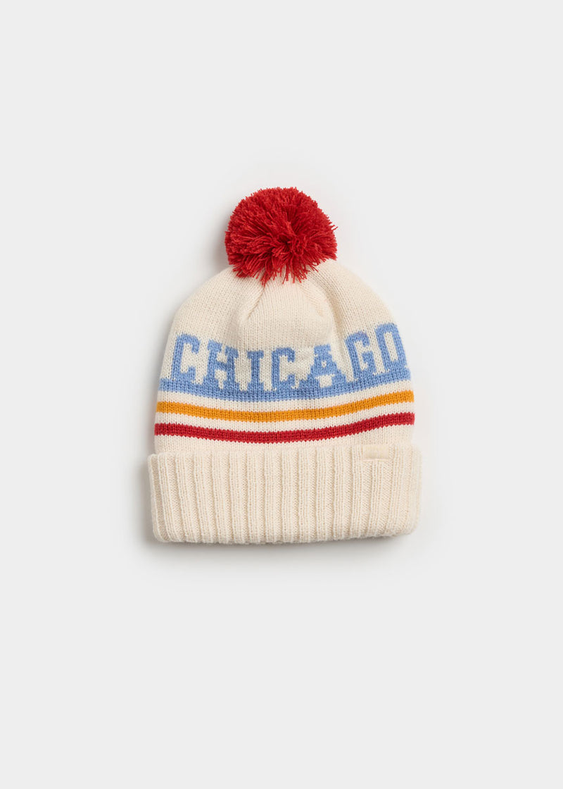 Youth Mad Hatter Chicago Pom Beanie - Retro Red Multi