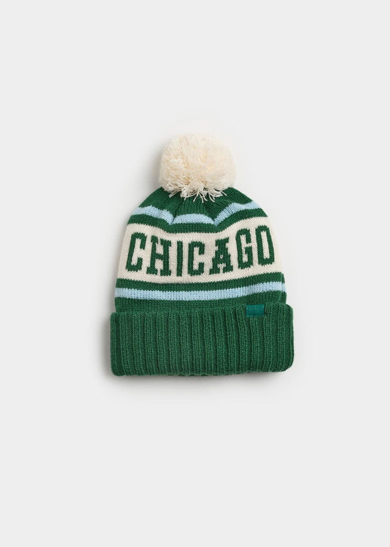 Youth Mad Hatter Chicago Pom Beanie - Emerald